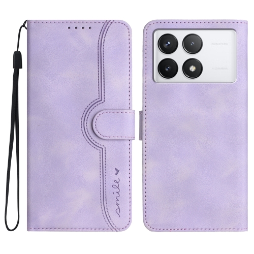 

For Xiaomi Redmi K70 Heart Pattern Skin Feel Leather Phone Case(Purple)