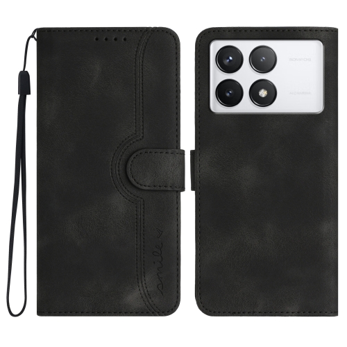 

For Xiaomi Redmi K70 Heart Pattern Skin Feel Leather Phone Case(Black)