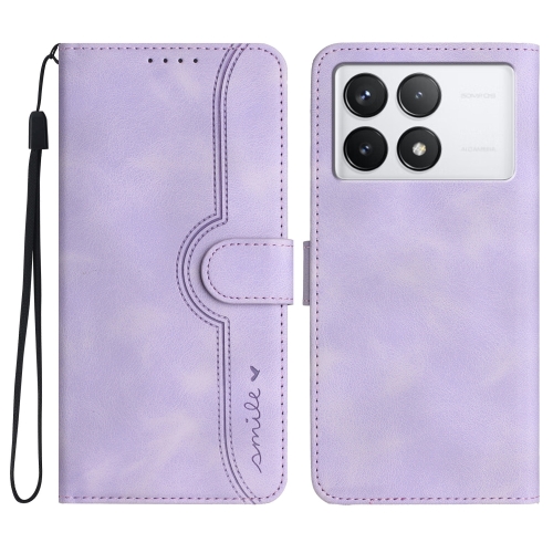 

For Xiaomi Redmi K70E Heart Pattern Skin Feel Leather Phone Case(Purple)