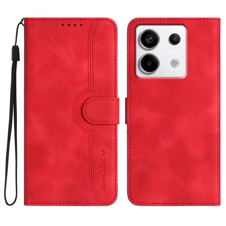 

For Xiaomi Redmi Note 13 Pro 4G Heart Pattern Skin Feel Leather Phone Case(Red)