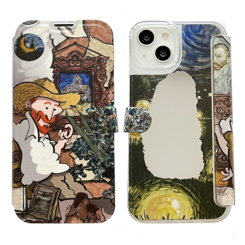 

For iPhone 14 Pro Oil Painting Pattern Mirror Leather Phone Case(Tobacco Pipe)