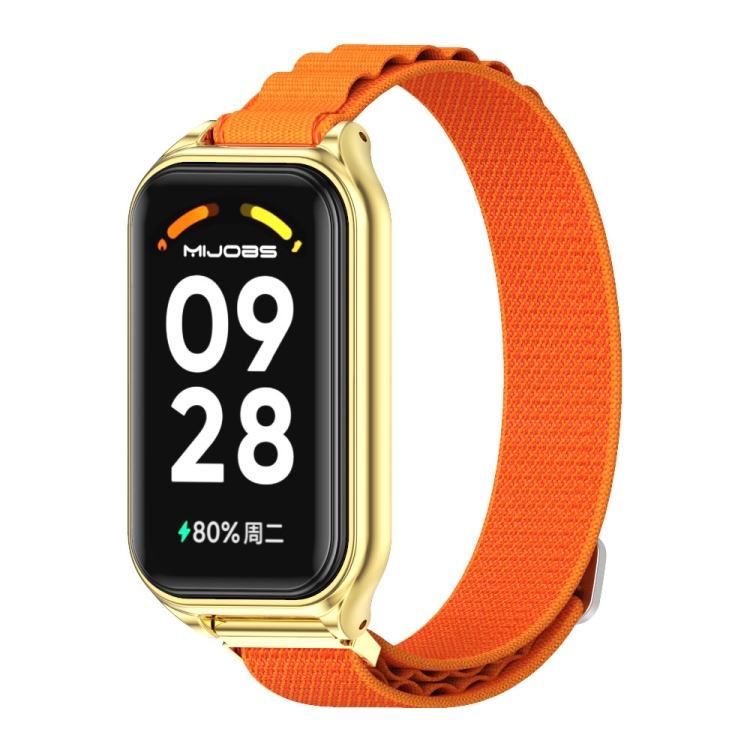 

For Redmi Band 2 Mijobs Metal Shell Nylon Breathable Watch Band(Orange Gold)