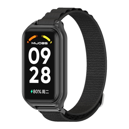 

For Redmi Band 2 Mijobs Metal Shell Nylon Breathable Watch Band(Black)