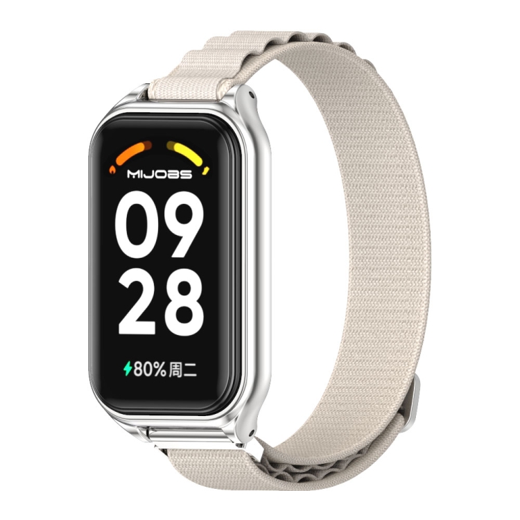 

For Redmi Band 2 Mijobs Metal Shell Nylon Breathable Watch Band(Grey Silver)