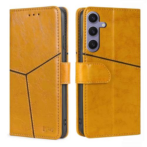 

For Samsung Galaxy S24+ 5G Geometric Stitching Leather Phone Case(Yellow)