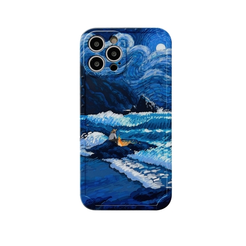 

For iPhone 14 Pro Oil Painting IMD Straight TPU Phone Case(Waves)