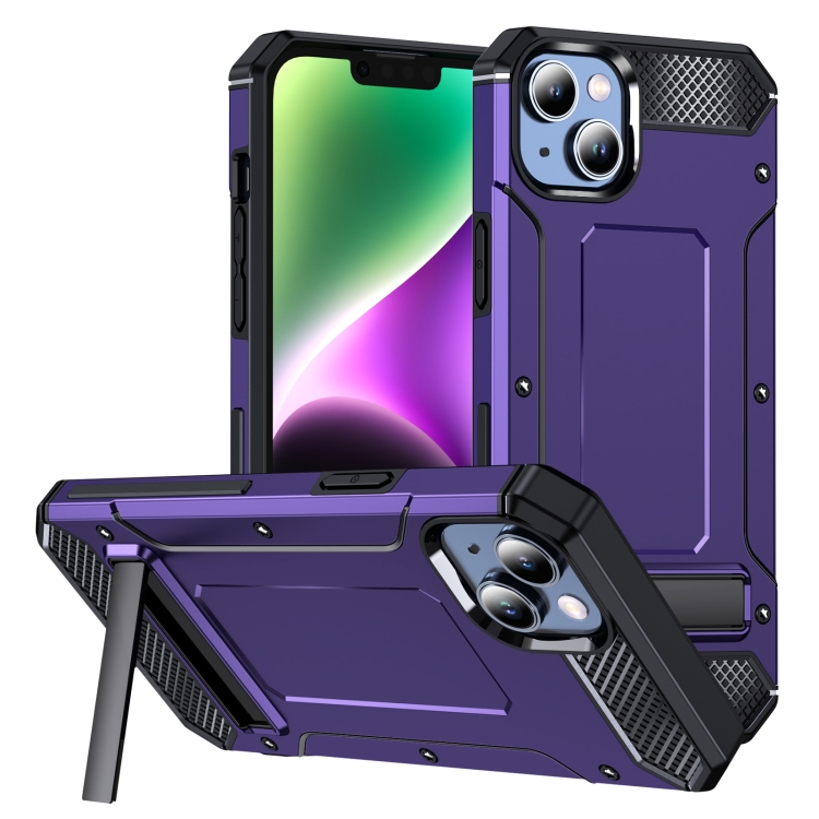 

For iPhone 14 Pro Matte Holder Phone Case(Purple)