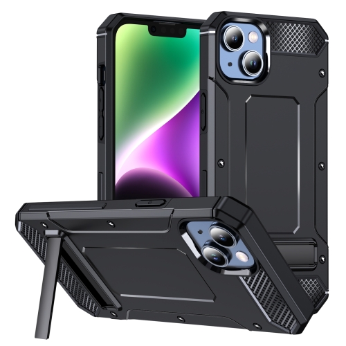 For iPhone 14 Matte Holder Phone Case(Black)