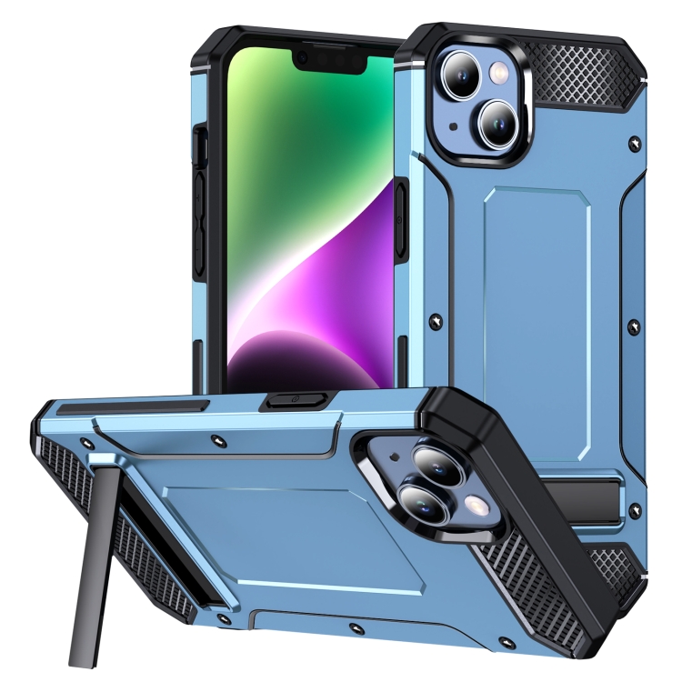 

For iPhone 14 Plus Matte Holder Phone Case(Space Blue)