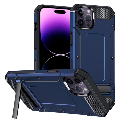 

For iPhone 15 Pro Matte Holder Phone Case(Royal Blue)