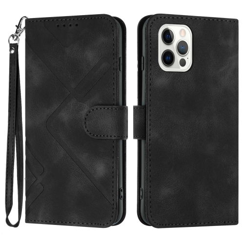 

For iPhone 14 Pro Line Pattern Skin Feel Leather Phone Case(Black)