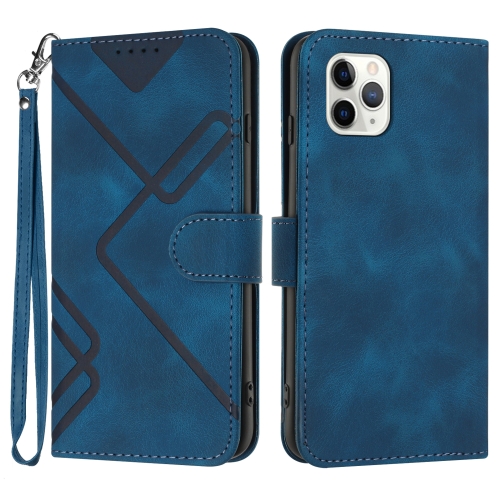 

For iPhone 11 Pro Line Pattern Skin Feel Leather Phone Case(Royal Blue)