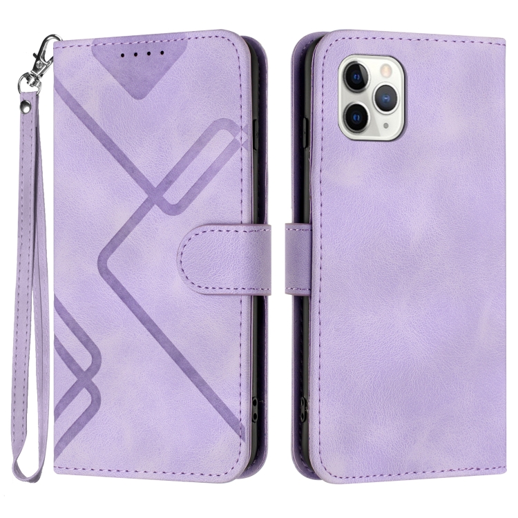 

For iPhone 11 Pro Max Line Pattern Skin Feel Leather Phone Case(Light Purple)
