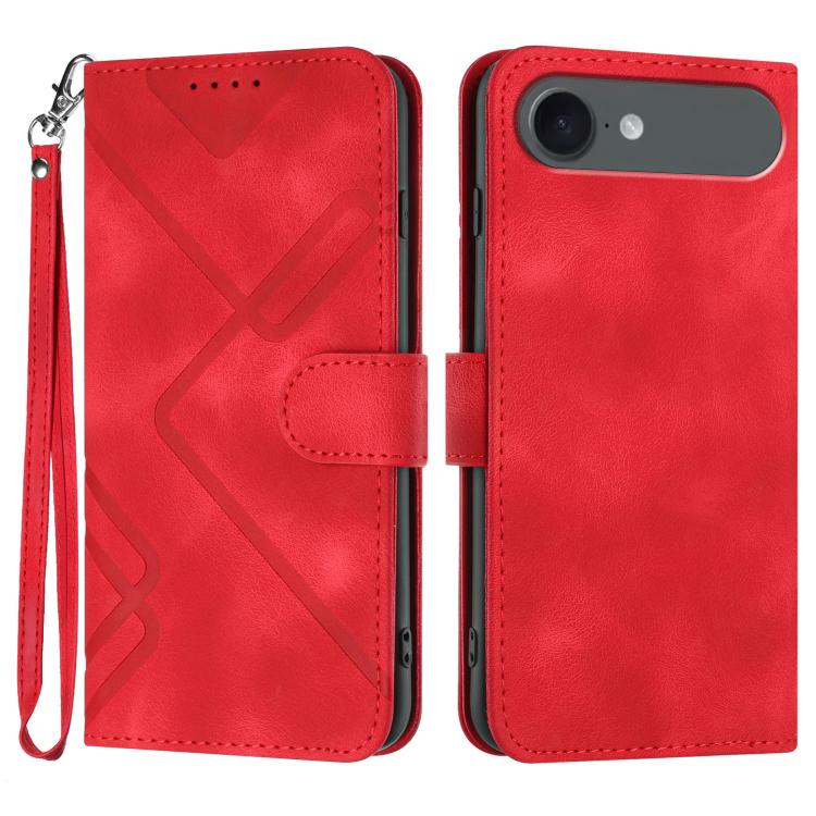 

For iPhone 17 Air Line Pattern Skin Feel Leather Phone Case(Red)