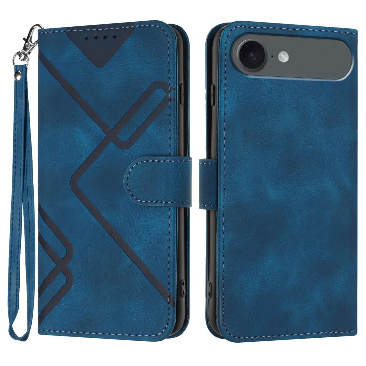 

For iPhone 17 Air Line Pattern Skin Feel Leather Phone Case(Royal Blue)