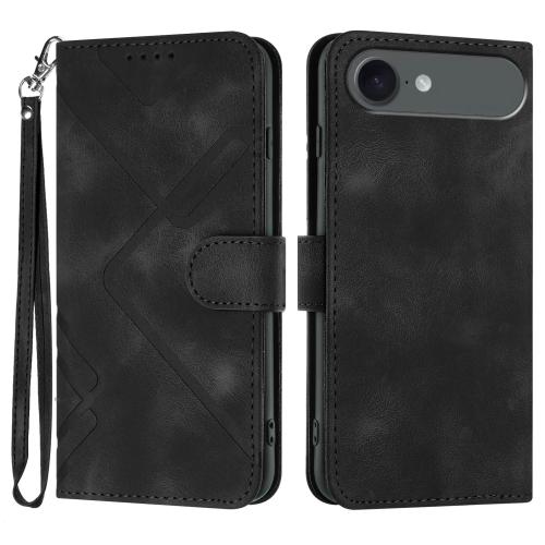 

For iPhone 17 Air Line Pattern Skin Feel Leather Phone Case(Black)