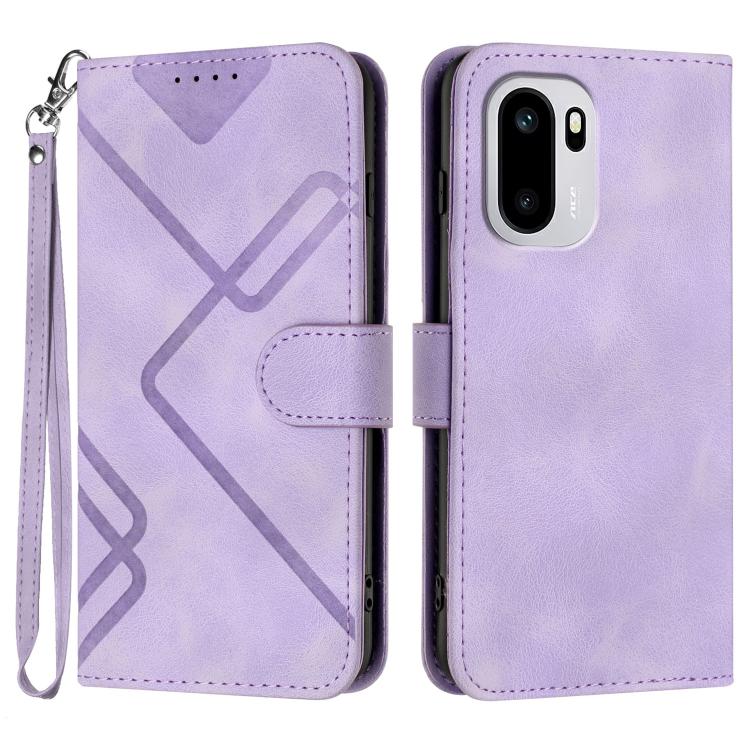 

For OnePlus Ace 6 Line Pattern Skin Feel Leather Phone Case(Light Purple)