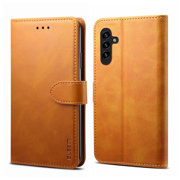 

For Samsung Galaxy A34 5G GUSSIM Horizontal Flip Leather Phone Case(Khaki)