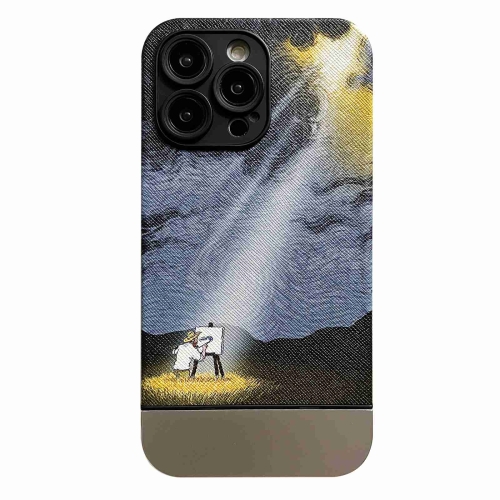 

For iPhone 13 Pro Max Oil Painting Electroplating Leather Phone Case(Create under the Sun)