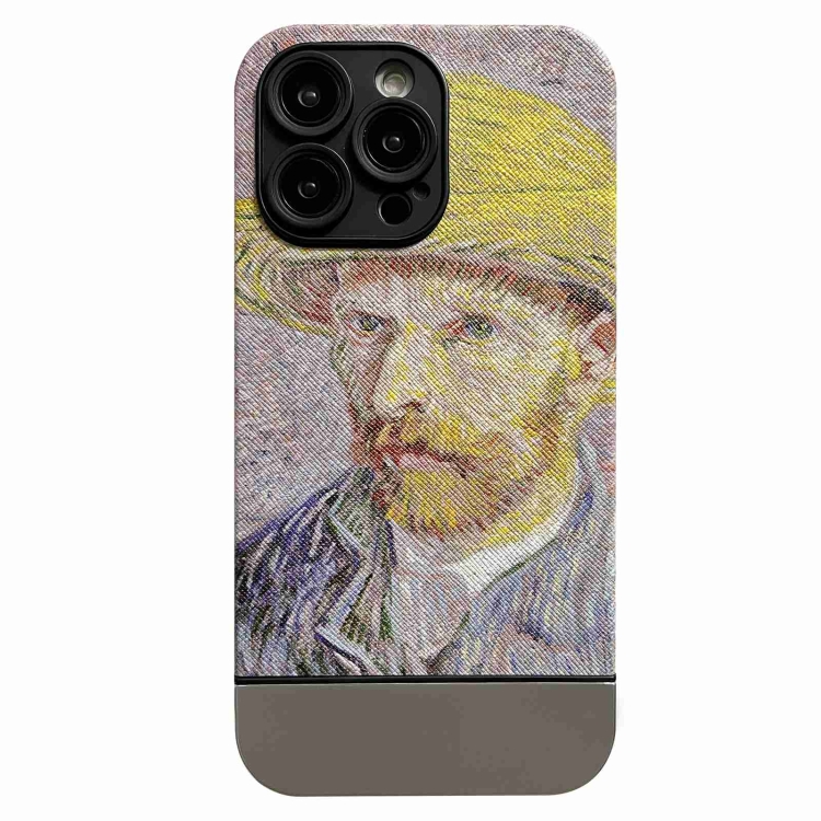 

For iPhone 13 Pro Oil Painting Electroplating Leather Phone Case(Self-portrait)
