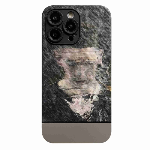 

For iPhone 12 Oil Painting Electroplating Leather Phone Case(Blurry Portrait)