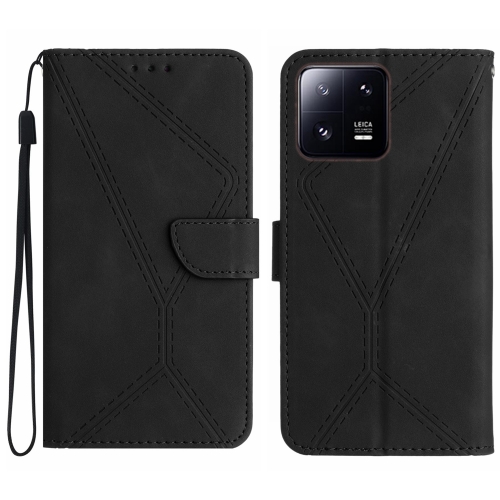 

For Xiaomi 13 Stitching Embossed Leather Phone Case(Black)