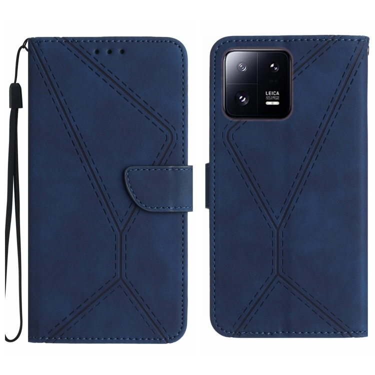 

For Xiaomi 13 Stitching Embossed Leather Phone Case(Blue)