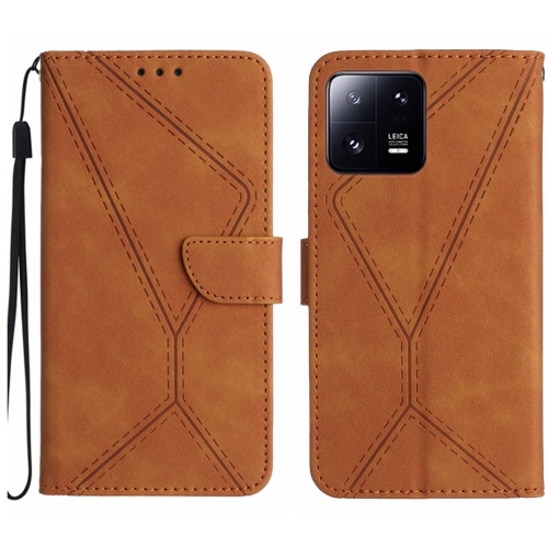 

For Xiaomi 13 Pro Stitching Embossed Leather Phone Case(Brown)