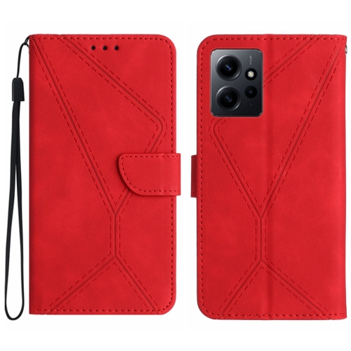 

For Xiaomi Redmi Note 12 4G Stitching Embossed Leather Phone Case(Red)