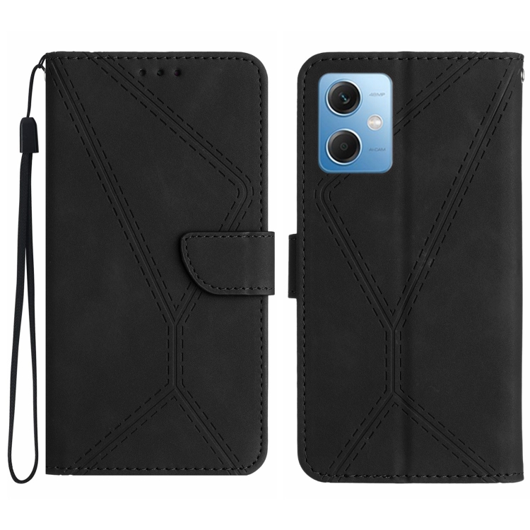 

For Xiaomi Redmi Note 12 5G Stitching Embossed Leather Phone Case(Black)