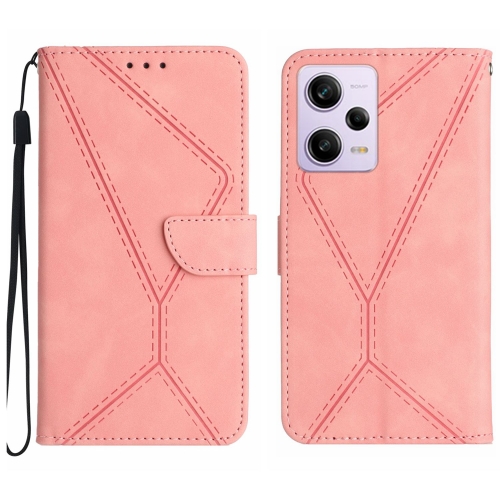 

For Xiaomi Redmi Note 12 Pro+ Stitching Embossed Leather Phone Case(Pink)