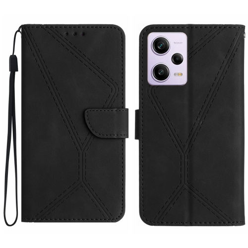 

For Xiaomi Redmi Note 12 Pro+ Stitching Embossed Leather Phone Case(Black)