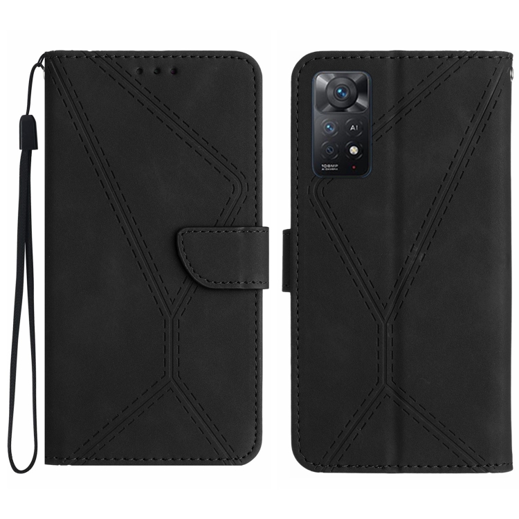 

For Redmi Note 11 4G Global Stitching Embossed Leather Phone Case(Black)