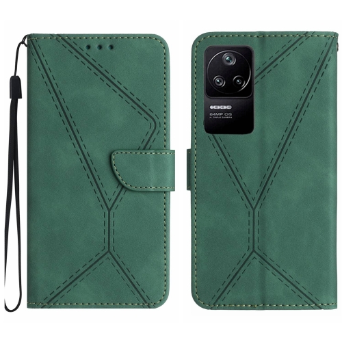 

For Xiaomi POCO F4 5G Stitching Embossed Leather Phone Case(Green)