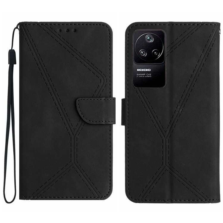 

For Xiaomi POCO F4 5G Stitching Embossed Leather Phone Case(Black)