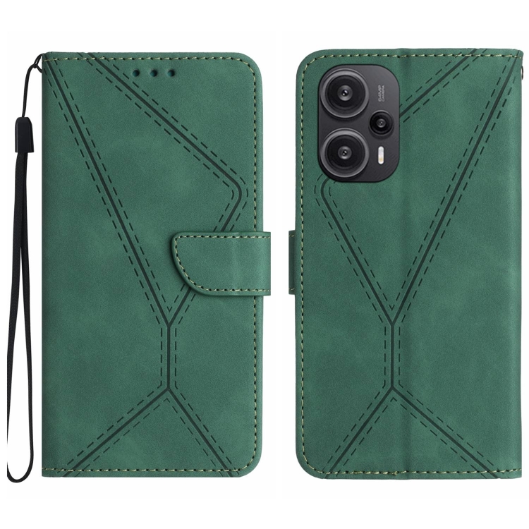 

For Xiaomi POCO F5 5G Stitching Embossed Leather Phone Case(Green)