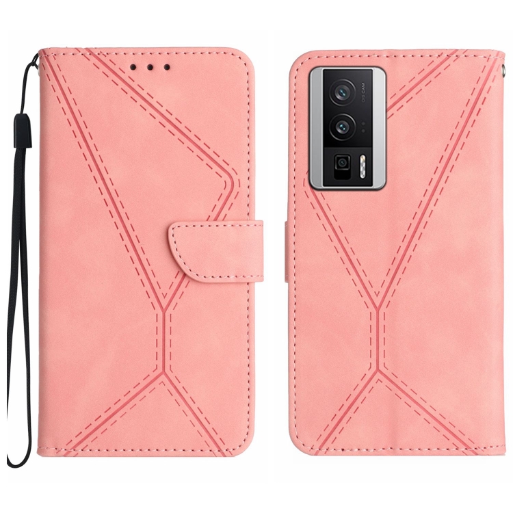 

For Xiaomi POCO F5 Pro 5G Stitching Embossed Leather Phone Case(Pink)