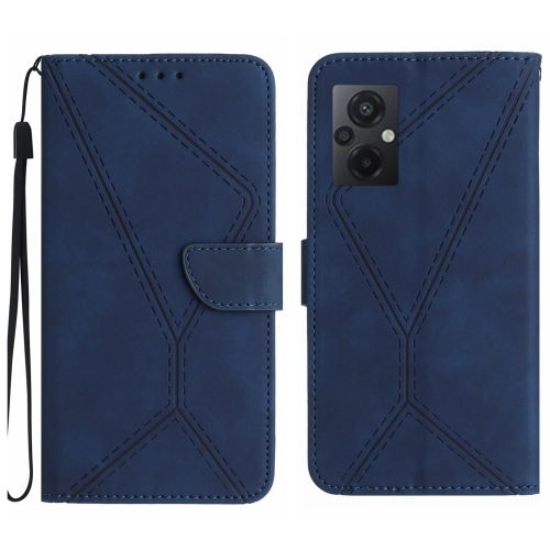 

For Xiaomi POCO M5 / M4 5G Stitching Embossed Leather Phone Case(Blue)
