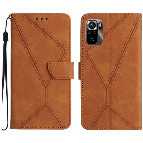 

For Xiaomi POCO M5S Stitching Embossed Leather Phone Case(Brown)