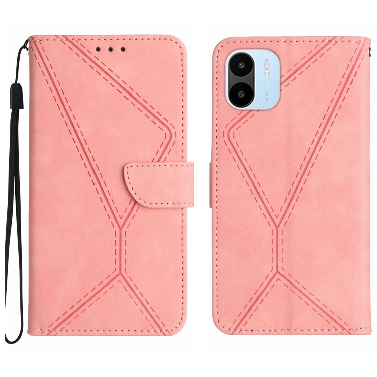 

For Xiaomi Redmi A1 / A2 Stitching Embossed Leather Phone Case(Pink)