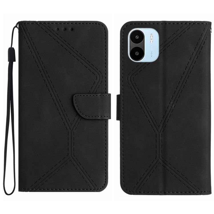 

For Xiaomi Redmi A1+ / A2+ Stitching Embossed Leather Phone Case(Black)