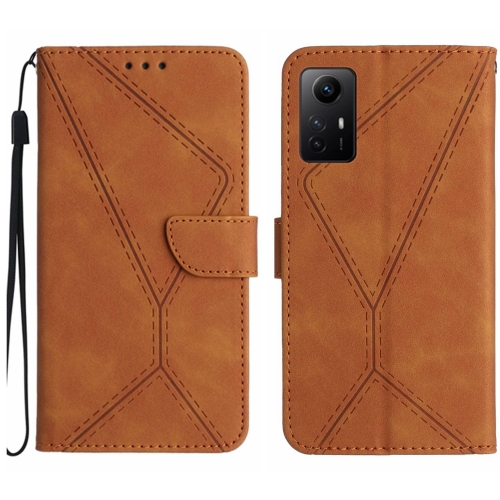 

For Xiaomi Redmi Note 12S Stitching Embossed Leather Phone Case(Brown)