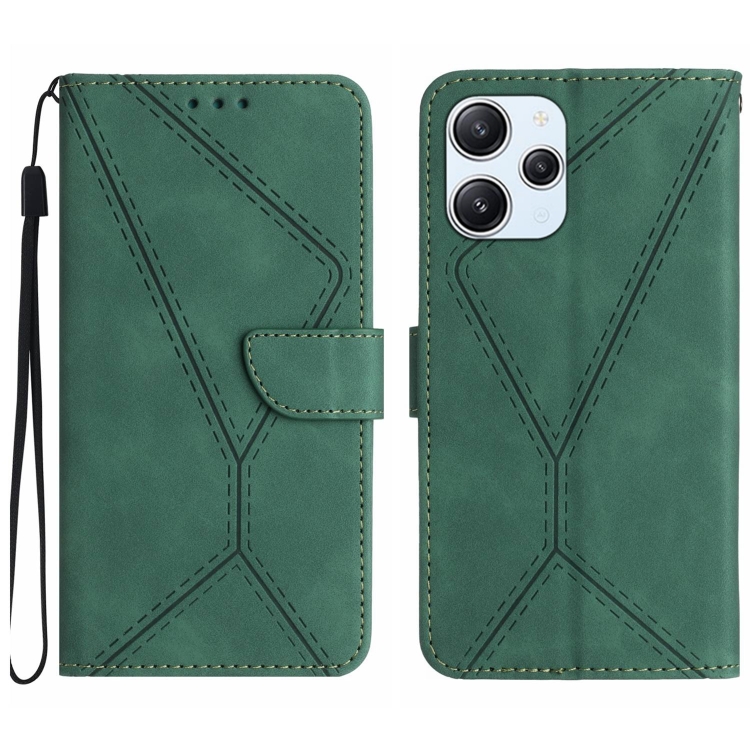 

For Xiaomi Redmi 12 5G Stitching Embossed Leather Phone Case(Green)