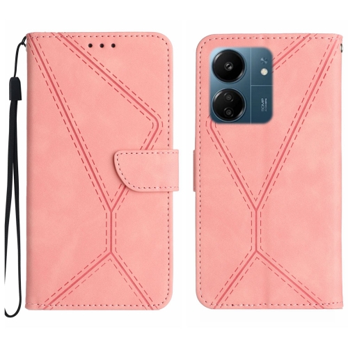 

For Xiaomi Redmi 13C 4G Stitching Embossed Leather Phone Case(Pink)