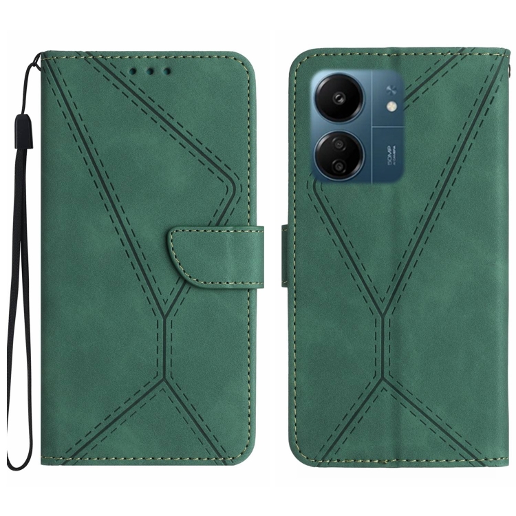 

For Xiaomi Redmi 13C 4G Stitching Embossed Leather Phone Case(Green)