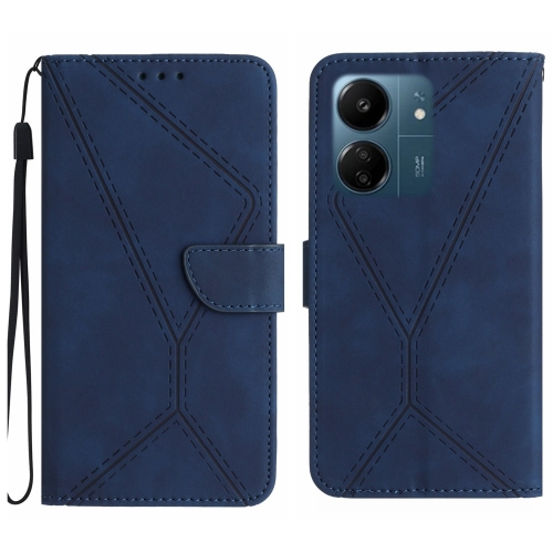 

For Xiaomi Redmi 13C 4G Stitching Embossed Leather Phone Case(Blue)