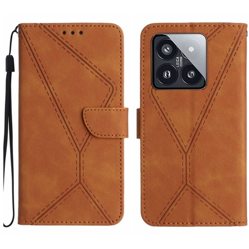 

For Xiaomi 14 Stitching Embossed Leather Phone Case(Brown)