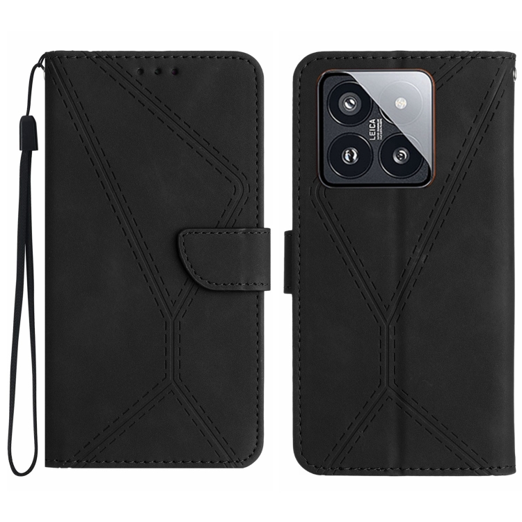 

For Xiaomi 14 Stitching Embossed Leather Phone Case(Black)