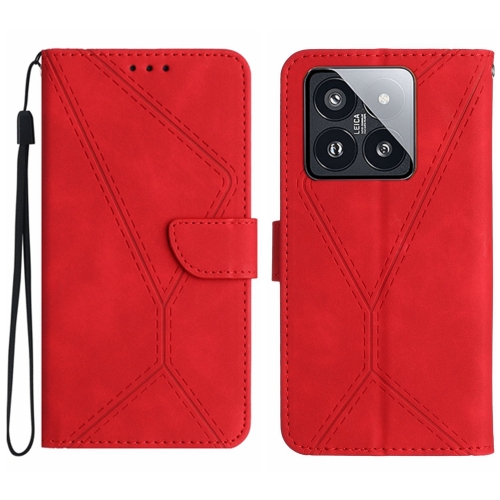 

For Xiaomi 14 Pro Stitching Embossed Leather Phone Case(Red)