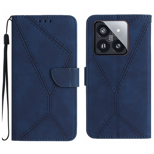 

For Xiaomi 14 Pro Stitching Embossed Leather Phone Case(Blue)